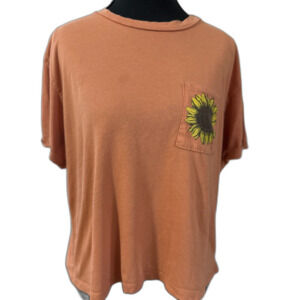 Women's XL Orange Dirtee Laundry Sunflower Crop Top T-Shirt